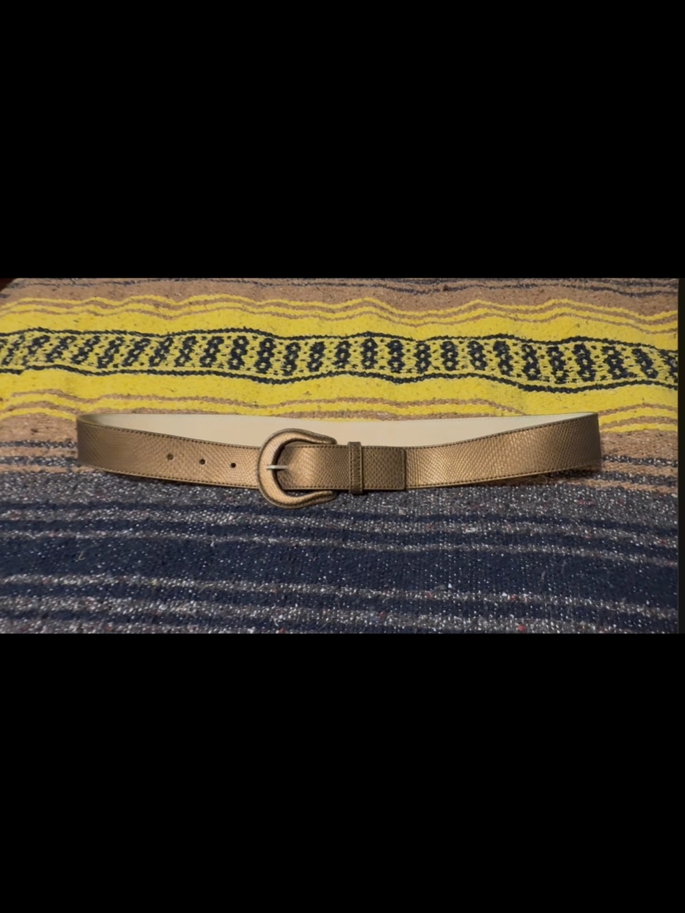 Nine West gold metallic adjustable leather belt, barely used.